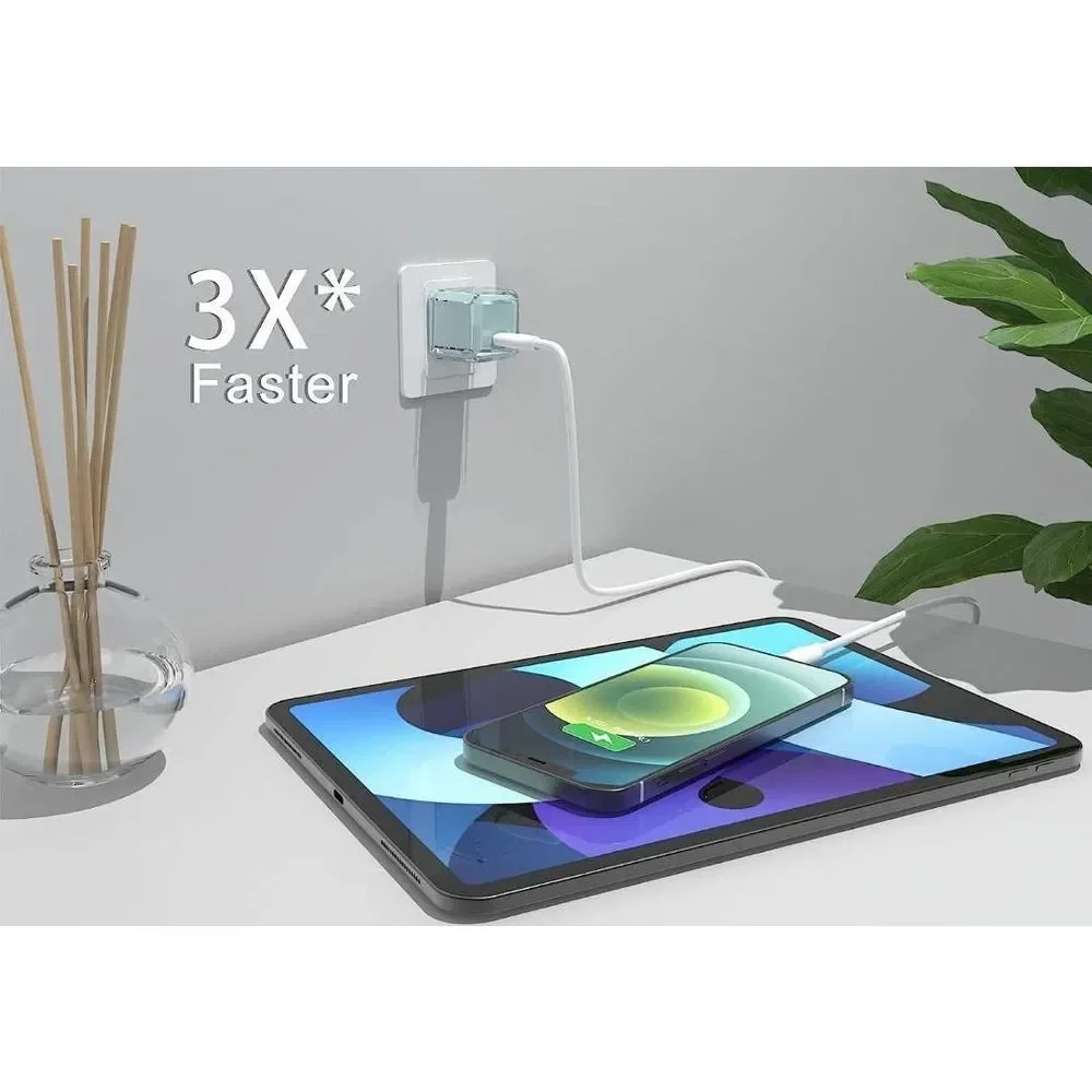 USB C Charger 20W PD 3.0 Durable Compact Fast Charger Light Cyan